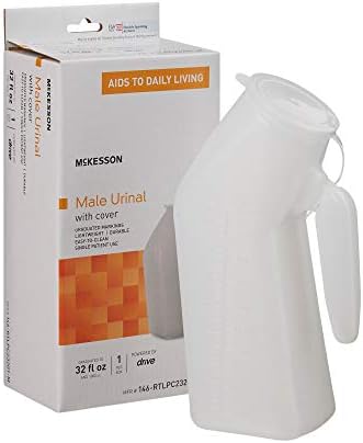 McKesson Male Urinal with Cover, Graduated Markings, Single Patient Use, 32 fl oz / 946 mL, 1 Count