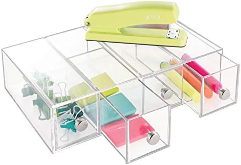 iDesign Organizer do makijażu z 4 szufladami, wąska wieża z tworzywa sztucznego, do przechowywania kosmetyków do makijażu, przezroczysty