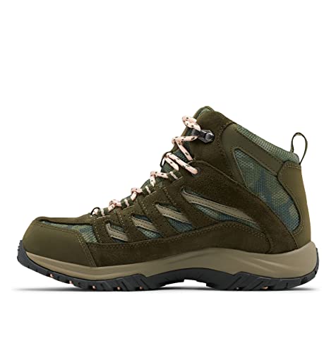 Columbia Crestwood Tênis feminino de caminhada à prova d'água médio, Nori/Flor de pêssego, 6.5