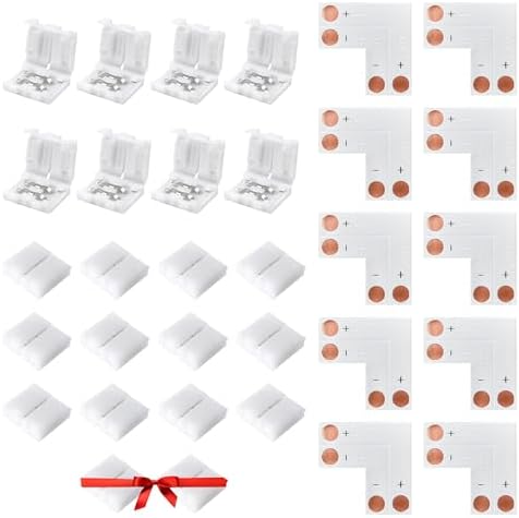 JACKYLED 10mm 2-Pin LED Strip Connectors for LED Strip Lights, 10 Pack