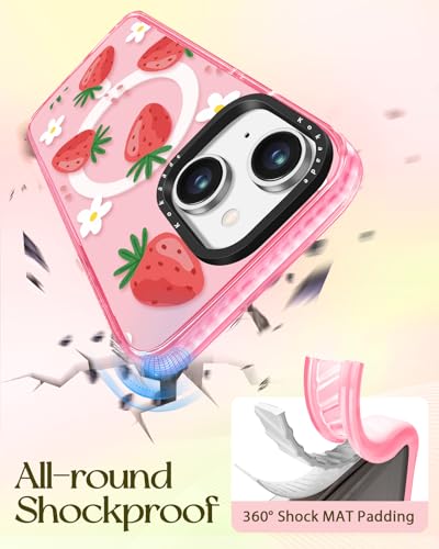 Coque iPhone 14 antichoc compatible Magsafe mignon design fraise