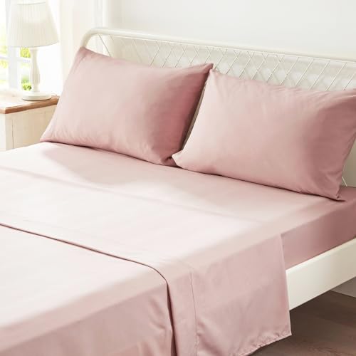 Anluoer Full Comforter Set 7 Piece, Pink Bed in a Bag with Shams, All Season Ruffle Shabby Chic Bedding Sets with 1 Comforter, 2 Pillow Shams, 2 Pillowcases, 1 Flat Sheet by Anluoer - Image 5