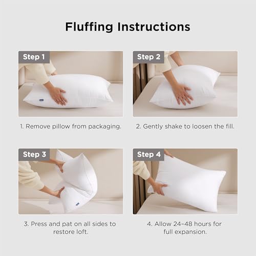 Bedsure Pillows Queen Size Set of 2 - Hotel Collection Bed Pillows for Sleeping, with Down Alternative Filling, Soft Support for Back, Stomach or Side Sleepers, Queen/Full, 28"x19", White, 2 Pack by Bedsure - Image 7