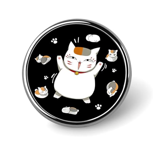 ピンバッジ 夏目友人帳 ニャンコ先生 猫 ブローチ ラペルピン 円型 フォーマル 胸飾り アクセサリー 卒業式 結婚式 卒園式 入学式 誕生日 記念日 簡単取付 人気 おしゃれ かわいい プレゼント 贈り物 ギフト
