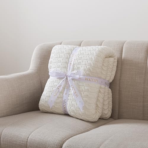 WDCOZY White Cable Knit Throw Blanket – Super Soft, Warm & Lightweight Cream Knitted Jacquard Throw Blanket for Couch, Sofa, Bed, Chair, Cozy Texture Farmhouse Decorative Home Blanket, 60x80 inches by WDCOZY - Used condition - Image 3