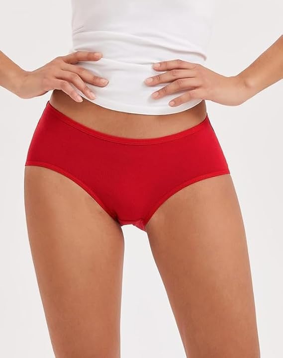 Image of LOURYN KOULYN Women's High Coverage Super Combed Cotton Mid Waist Hipster with Ultrasoft Exposed Waistband and StayFresh Treatment