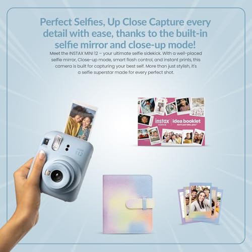FujiFilm Pacote de Natal INSTAX Mini 12 (2024) + pacote de 4 pilhas AA + pano de limpeza de microfib