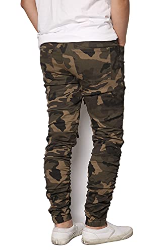 URBANJ Men's Slim Fit Biker Jogger Pants with Shirring Detail S-5XL2