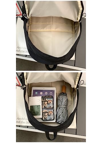 JHTPSLR Vintage Aesthetic Backpack Preppy Backpack Patches Stars Retro Stars Backpack Dark Academia Aesthetic Backpack (Black)4