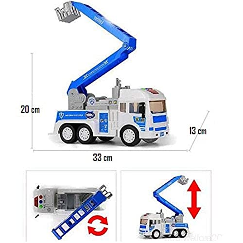 Image of Toy Truck Diecast Cars Truck with Light and Sound Pull Back Vehicles Toy Trucks for Kids ?Colors as Per Stock? (Fire Resque Ladder)