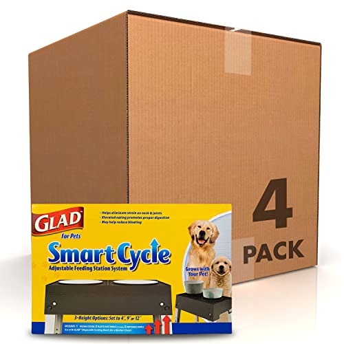 Station d'alimentation réglable Glad For Pets et 16 gamelles jetables pour chien