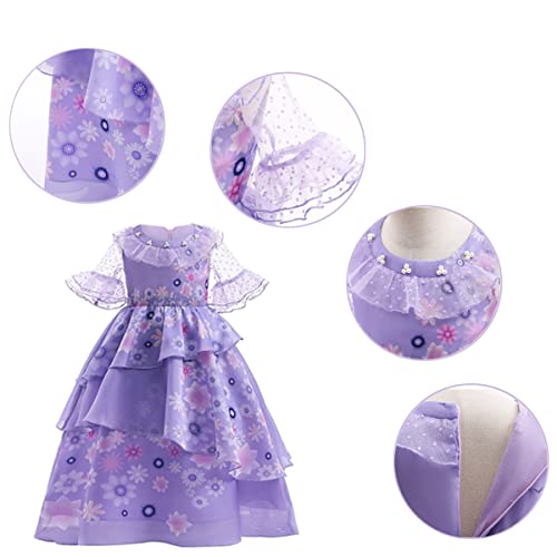 Magwei Encanto Mirabel Isabella Dress Costume For Kids Girls, Isabela Madrigal Princess Dress Cosplay Halloween Dress Up Suit (130(6-7Years), Purple) #TOP2