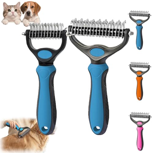 Pet Pro Grooming Tool 2-in-1 Deshedding Dog Brush with 9/21 Teeth Undercoat Rake for Dogs & Cats Dual-Sided Stainless Steel Pet Comb for Long Hair & Thick Coats