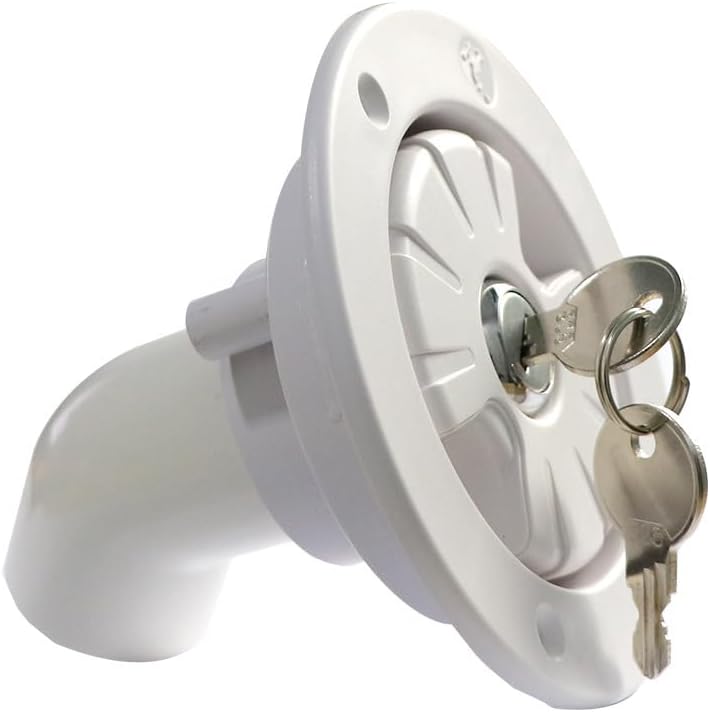 Universal RV Water Tank Gravity Fill Cap Round Locking Inlet for Boat Camper Trailer Exterior Hatch Caravan Marine Accessories(White)