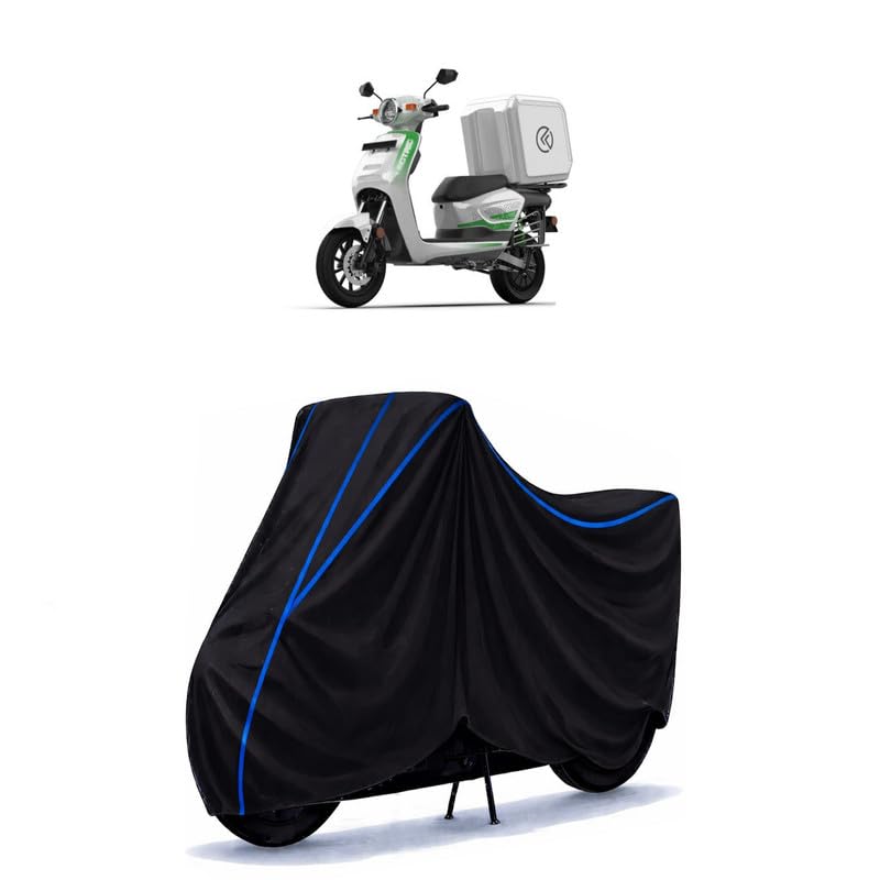 Image of Scooty Cover Water Resistant for Mobility Hermes 75 | Universal Scooter & Bike Cover | Heavy Duty UV Dust, Rain & Scratch Protection | Elastic Fit All Weather Indoor Outdoor | Black with Blue Piping