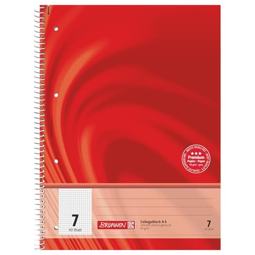 BRUNNEN Collegeblock Premium Vivendi | A4, Lineatur 7, 40 Blatt, rot