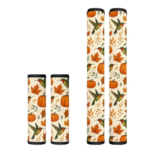 Image of Dreaweet Hummingbird Maple Leaf Fridge Handle Covers Set of 4 Fall Kitchen Decor Washable Non Slip Appliance Handle Covers for Refrigerator Oven Microwave Dishwashers