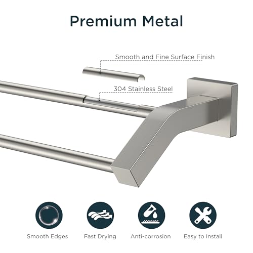 FORIOUS Double Towel Bar 30", Bathroom Towel Rack Square Brushed Nickel by FORIOUS - Used condition - Image 5