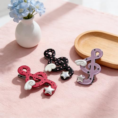 Pinzas para el cabello notas musicales Y2K set 3 miniatura 4