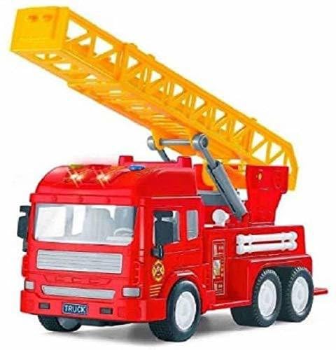 Bestie toys Plastic Fire Brigade Truck Model Toy for Kids, Friction Powered Pull Back Function Fire Rescue Truck with Light and Sound, Fire Engine with Extendable Rescue Rotating Ladder (Red) (B0CZDZ3F8X) Amazon Price History, Amazon Price Tracker