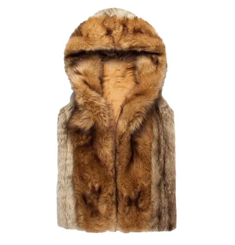 Gilet d'hiver à capuche pour homme en fourrure épaisse pour balades en forêt