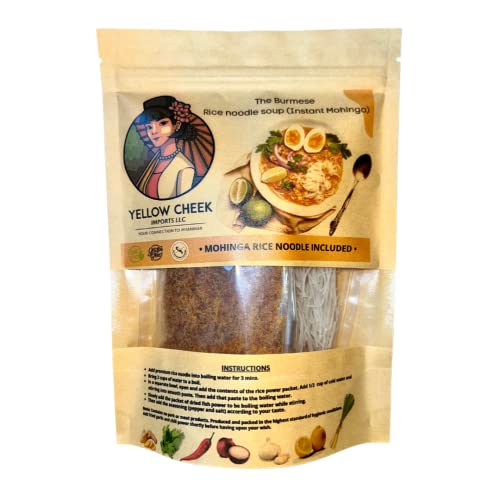 -Yellow Cheek Burma's Own Mohinga - Myanmar Food - Instant Noodle Soup - Handcrafted rice noodle - Mohinga - Burmese Mohinga - Mohinga Burmese Soup - Myanmar Mohinga Mix