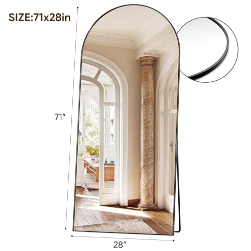 Suidia Arched Full Length Mirror, 71"x28" Floor Mirror Freestanding, Floor Standing Full Body Mirror with Stand for Bedroom, Hanging Mounted for Living Room Cloakroom, Black