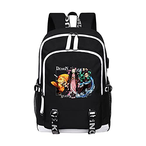 Bestomrogh Demon Slayer Nezuko Sac à dos étanche avec port de charge USB Cover