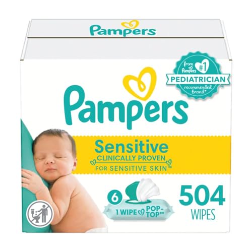 Image of Pampers Sensitive Baby Wipes - 504 Count, Water Based, Hypoallergenic and Unscented (Packaging May Vary)