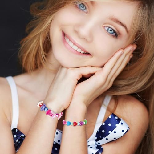 Image of SANNIDHI 6Pcs Beads Bracelet for Girls Kids Friendship Bracelet Cute Bracelets Set Toddler Costume Jewelry Party Pretend Play Birthday Christmas
