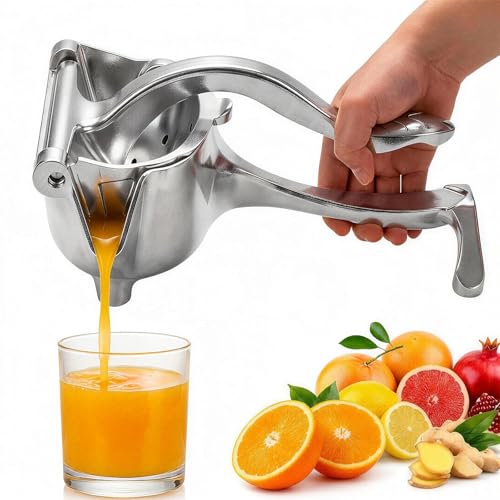 Jusfoouo Hand Juicer Squeezer, Heavy Duty Manual Fruit Press for Pomegranate, Orange, Commercial Metal Citrus Juicer, Large Juice Squeezer for Lime, Grapefruit, Watermelon, Aluminum Alloy Extractor
