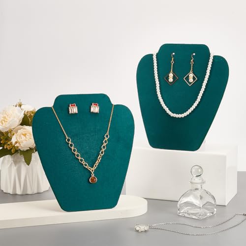FINGERINSPIRE 2 PCS Velvet Jewelry Necklace Display Stand 7.68 inch Height Dark Green Earring Pendant Chain Holder Mannequin Model Necklace Display Holder Jewelry Pendant Storage Rack for Shows - Thumbnail 5