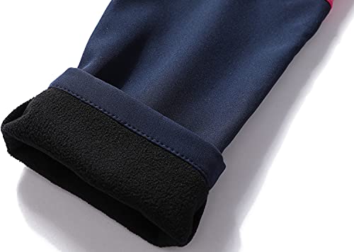 DAFENP Kinder Softshellhose Skihose Warm Gefüttert Thermohose Winter Wasserdicht Winddicht Schneehose Jungen Mädchen Wanderhose KZ2001-Pink1-L, 134-140