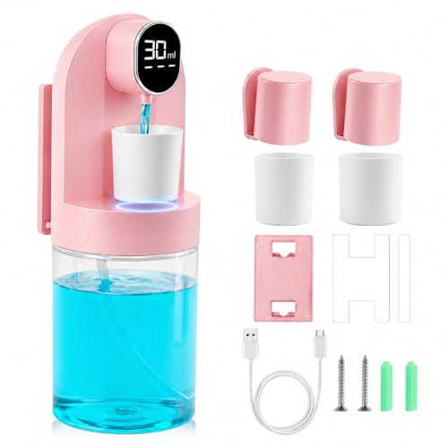 Image of Mouthwash Dispenser for Bathroom, Automatic Mouthwash Dispenser, 20.29 oz Touchless Electric Wall Mounted Mouth Wash Dispenser, 4 Modes with 4 Magnetic Cups for Kids & Adults,Bathroom Accessories Set