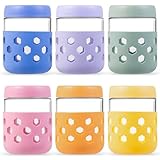 Gemice 6-Pack 16oz Glass Mason Jars with Silicone Sleeves, Airtight BPA-Free Overnight Oats Containers with Lids, Dishwasher Safe Leak-Proof Meal Prep Jars for Chia Pudding, Yogurt, Snacks