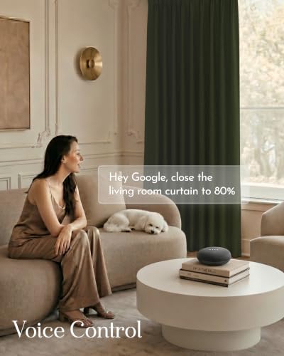 Image of Graywind Motorized Curtains with Track, 100% Blackout Smart Curtains, Hardwired Curtains Compatible with Alexa Google Home Remote Control for Large Windows, Custom Drapes Up to 220 inch, Lush (Moss)