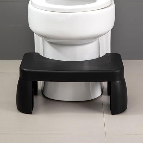 LITAITAI Toilet Squat Stool,Pooping Foot Stool for Adults,Travel Potty Plastic Squatting Stool,Step Stool for Seniors & Toddlers,Toilet Assistance Steps Poop Bench for Feet,Healthy Gift (1, Black)