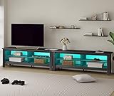 Farmhouse TV Stand with 16 Changable LED Lights for 100 inch TV Entertainment Center, Wood TV...