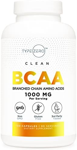 Type Zero BCAA 1000mg (180 Capsules, 90 Servings), Branched Chain Amino Acids (500mg of L-Leucine, 1000mg of L-Isoleucine and L-Valine)