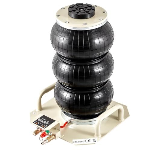 Langjiee Cric Pneumatique 3 Tonnes/6600 LB, Triple Sac, Cric Pneumatique avec Six Tuyaux en Acier, pour Réparation De Garage De Voiture