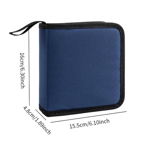 Estuche para CD azul de 40 discos con cierre de cremallera y diseño compacto de tela Oxford 3
