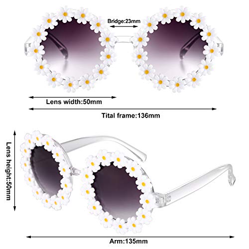 Frienda 3 Packs Retro Daisy Sunglasses For Women Flower Round Disco Sunglasses Novel Floral Glasses For Adult Kids (Light Purple) #TOP2