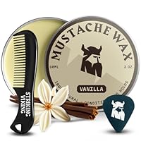 Striking Viking Schnurrbart Wachs und Kamm Kit - Bart und Schnurrbart Wachs für Männer mit starkem Halt natürlichen Bienenwachs - Hilft zu zähmen, Stil, und Groom (2 Unzen) (Vanille)
