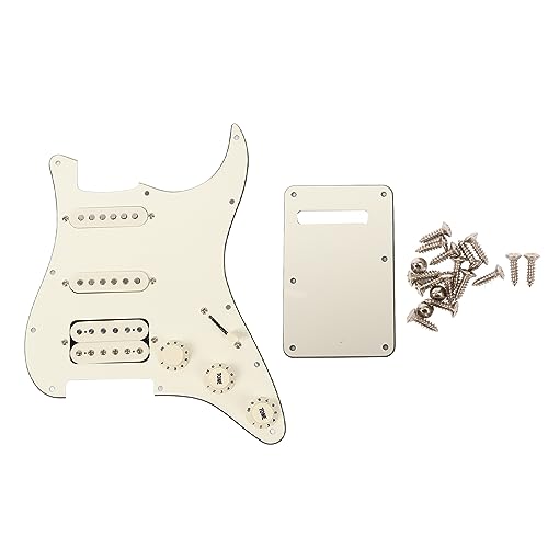 Electric Guitar Pickguard White Loaded Scratch Plate, Durably Plastic and Metal, Installation, Split Coil Tonal Effects, Built i