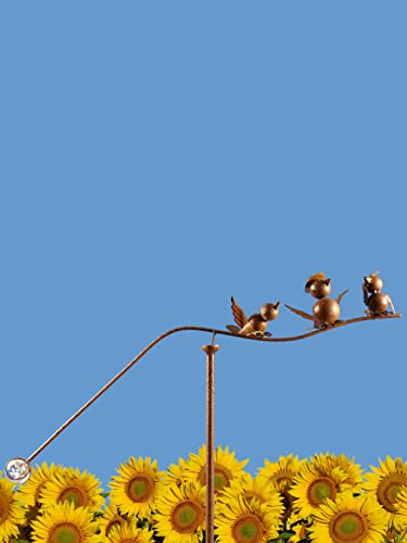 POMMERNTRAUM ® | Windspiel Vogelwippe Gartenpendel Gartenstecker Gartendekoration Gartenkunst Metall Metallwindspiel Prof. Dr. Vogel + Seine Familie (Familie Piepmatz)