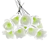10 einzelne Blüten (Ø 5cm) an einem langen Draht (30cm). /// Farbe: weiß /// Größe: komplette Länge 30cm