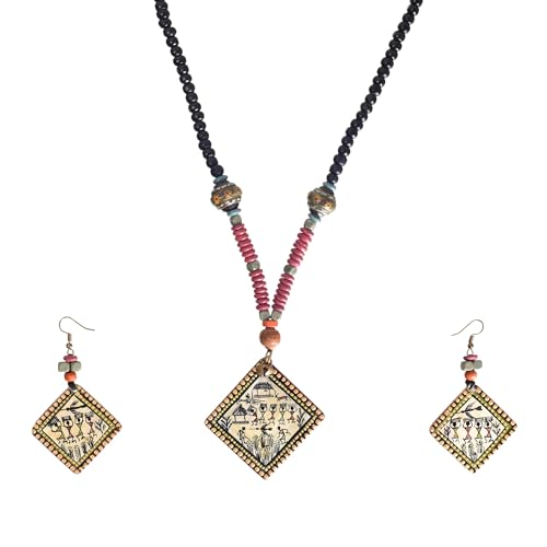 Image of AAKRITI ART CREATIONS Handcrafted Women's Jewelry Set - Elegant Ethnic Necklace and Earrings, Statement Fashion Accessories for Parties & Festivals