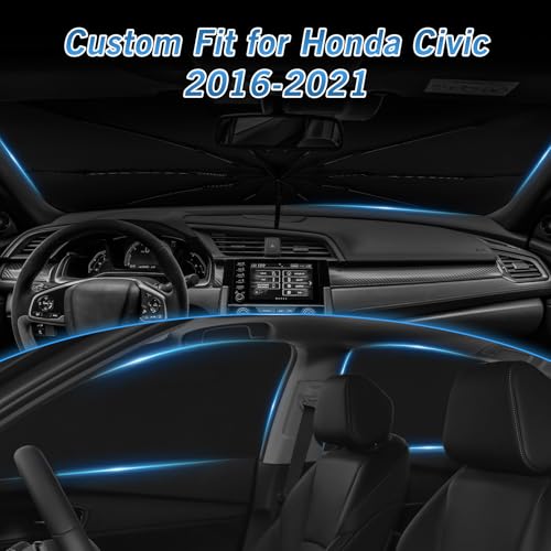 Image of KUST Windshield Sun Shade Umbrella for Honda Civic 2016 2017 2018 2019 2020 2021 Rear Window Shades 100% UV Protection and Blackout Privacy 5PCS Car Window Covers Accessories