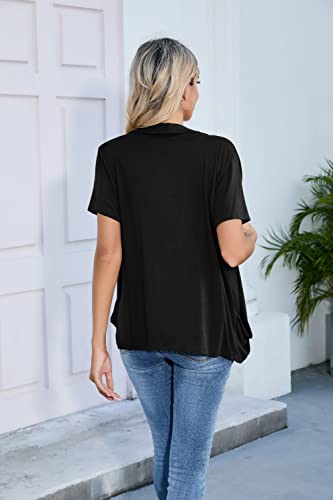 Hiyiyezi HY1899-BLACK-L-FBA Lightweight Summer Cardigan For Women Drape Short Sleeves Open Front Cardigans thumb #2