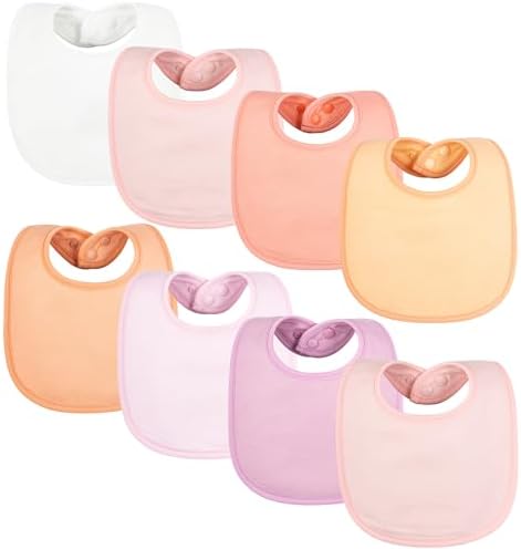 Tiny Twinkle 8 Pack Baby Bibs for Drooling and Teething – Waterproof & Absorbent Bibs for Baby Girl & Boy, Machine Washable Infant Bib Set for Newborns and Toddlers (Girl Sherbet 8-Pack)